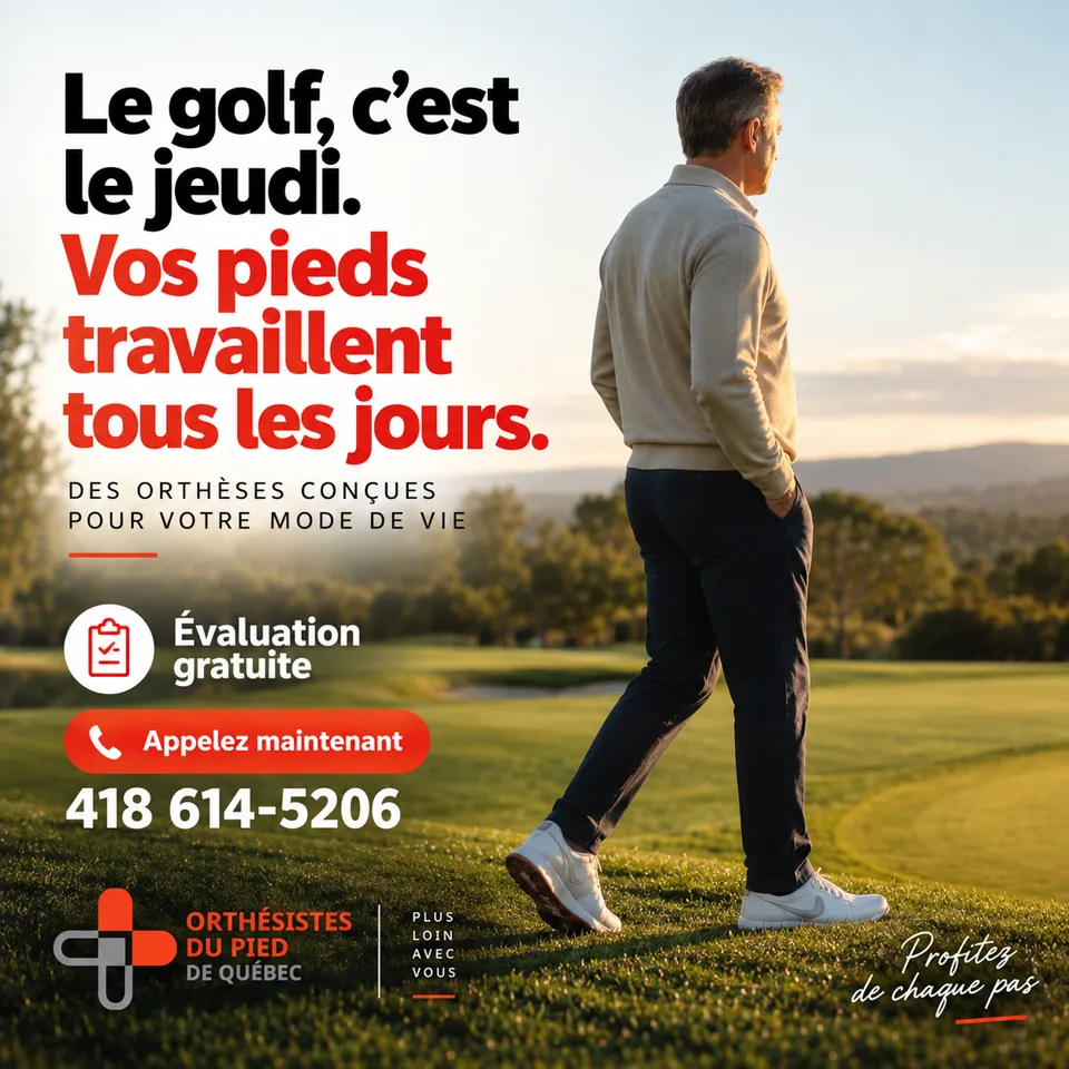 Création publicitaire Orthésistes du Pied destinée au public de 45 ans et plus